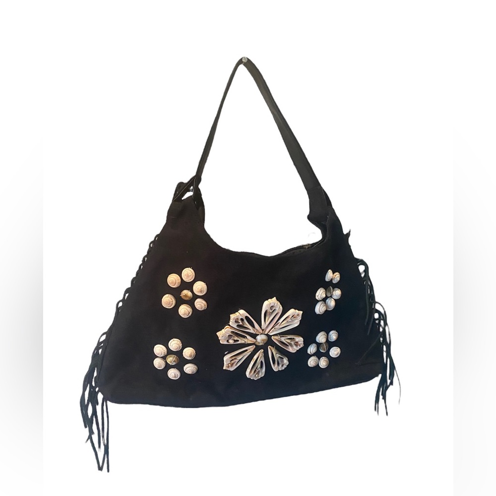 Suede black hand bag